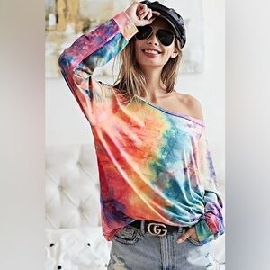 BiBi Tie Dye Soft Knit Jersey Top
